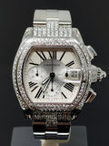 Cartier Roadster Chrono XL with 6.77 Carat Double Diamond Bezel Men's Watch