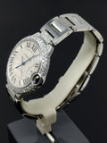 Cartier Ballon Bleu 42mm with 7.90ct Double Diamond Bezel Steel Men's Watch