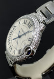 Cartier Ballon Bleu 42mm with 7.90ct Double Diamond Bezel Steel Men's Watch