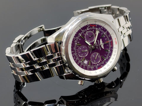Breitling for Bentley Motors Steel Automatic Men s Watch A25363 Purple Rare