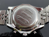 Breitling for Bentley Motors Steel Automatic Men's Watch A25363 featuring a rare purple dial and a distinctive three cars motif engraved on the back casing, in pristine condition with a stainless steel bracelet