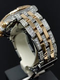 Breitling Chronomat 41 CB0140 adorned with 8.90 ct diamonds, showcasing its two-tone rose gold and stainless steel bracelet, luminous black dial, and detailed craftsmanship.
