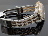 Breitling Chronomat 41 CB0140 adorned with 8.90 ct diamonds, showcasing its two-tone rose gold and stainless steel bracelet, luminous black dial, and detailed craftsmanship.
