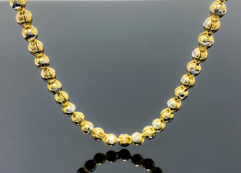 Diamond Cut Two-Tone Fancy Ball Link Necklace (28"/142.9gr/10kt)