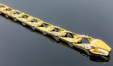 Diamond Cut Double Sided Nugget Pressed Bracelet w/ CZ (8.5"/24.8g/10kt)