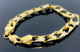 Diamond Cut Double Sided Nugget Pressed Bracelet w/ CZ (8.5"/24.8g/10kt)