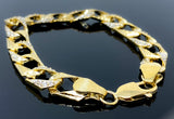 Diamond Cut Double Sided Nugget Pressed Bracelet w/ CZ (8.5"/24.8g/10kt)