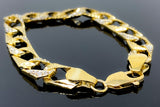 Diamond Cut Double Sided Nugget Pressed Bracelet w/ CZ (8.5"/24.8g/10kt)