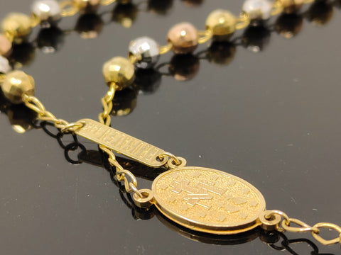 3 tone gold discount rosary necklace