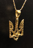 18K Gold Trident - The Coat of Arms of Ukraine Pendant with Diamonds