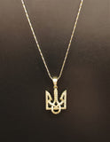 18K Gold Trident - The Coat of Arms of Ukraine Pendant with Diamonds