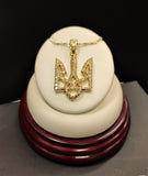18K Gold Trident - The Coat of Arms of Ukraine Pendant with Diamonds