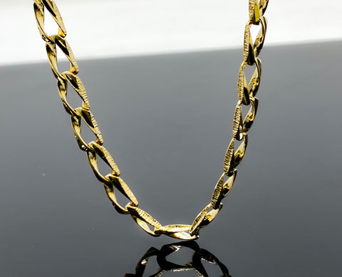 Diamond Cut Brush Finish Link Necklace
