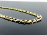Diamond Cut Square Brushed Edge Finish Link Necklace