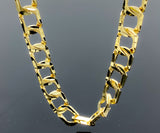 Diamond Cut Square Brushed Edge Finish Link Necklace