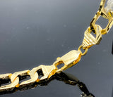 Diamond Cut Square Brushed Edge Finish Link Necklace