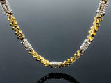Two Tone Station Custom Bullet Style Link Necklace (28"/117.3gr/10kt)