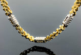 Two Tone Station Custom Bullet Style Link Necklace (28"/117.3gr/10kt)