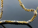 Two Tone Station Custom Bullet Style Link Necklace (28"/117.3gr/10kt)