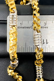 Two Tone Station Custom Bullet Style Link Necklace (28"/117.3gr/10kt)