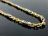 Two Tone Station Custom Style Link Necklace (28"/76.9gr/10kt)
