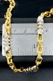 Two Tone Station Custom Style Link Necklace (28"/76.9gr/10kt)