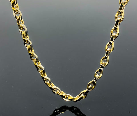 Two Tone Pressed Oval Link Necklace (28"/61.8gr/10kt)