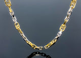 Two Tone Mariner & Cubed Oval Link Necklace