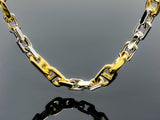 Two Tone Mariner & Cubed Oval Link Necklace