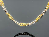Two Tone Micro Mariner & Cubed Oval Link Necklace