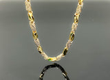 Two Tone Curved Greek Design Link Necklace