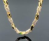 Two Tone Curved Greek Design Link Necklace (26"/111.7gr/10kt)