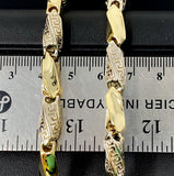 Two Tone Curved Greek Design Link Necklace (26"/111.7gr/10kt)