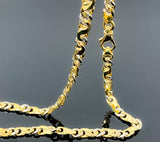 Two Tone Satin Finish Fancy Link Necklace (26"/46.8gr/10kt)