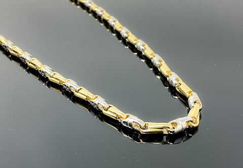 Two Tone Bullet Style Link Necklace 26 79.9gr 10kt White House Jewellery Inc