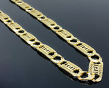 Diamond Cut Nugget Pressed Greek Figaro Link Necklace (26"/62.3gr/10kt)