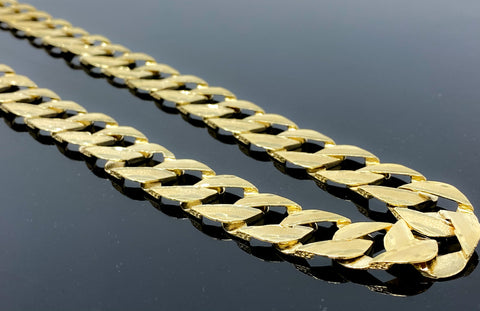Satin Diamond Cut Double Sided Link Necklace (28"/123.3gr/10kt)
