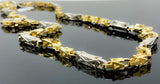 Block Style Two Tone Link Necklace (28"/99.8gr/10kt)