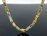 Two Tone Station Square Style Link Necklace