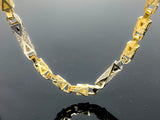 Two Tone Station Square Style Link Necklace