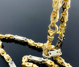 Two Tone Station Square Style Link Necklace