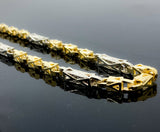 Two Tone Station Square Style Link Necklace