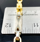 Two Tone Station Square Style Link Necklace